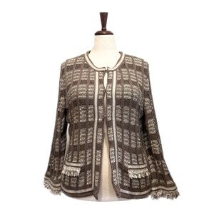 Chicos Brown and Cream Knit Cardigan